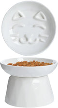 Kopmath Raised Ceramic Slow-Feeder Cat Bowl — Wide Tilted Dish, Dishwasher Safe