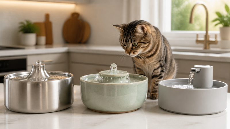 Stainless Steel vs Ceramic vs Plastic Cat Fountains