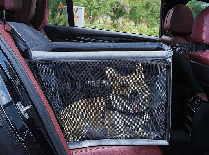Washable Dog Booster Car Seat for Medium Dogs — Safe Travel Seat with Safety Straps