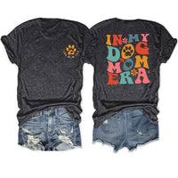 in My Dog Mom Era Shirt Women Funny Paw Print Dog Lover Gift Tee Cute Dog Mom Short Sleeve T-Shirt Tops Dark Grey ChicFind