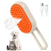 Brushing a cat with the self-cleaning deshedding brush