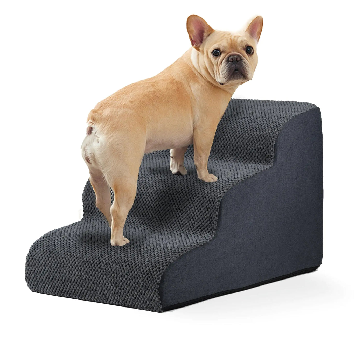 Dog stairs dimensions diagram — 27 by 19.6 by 15.3 inches