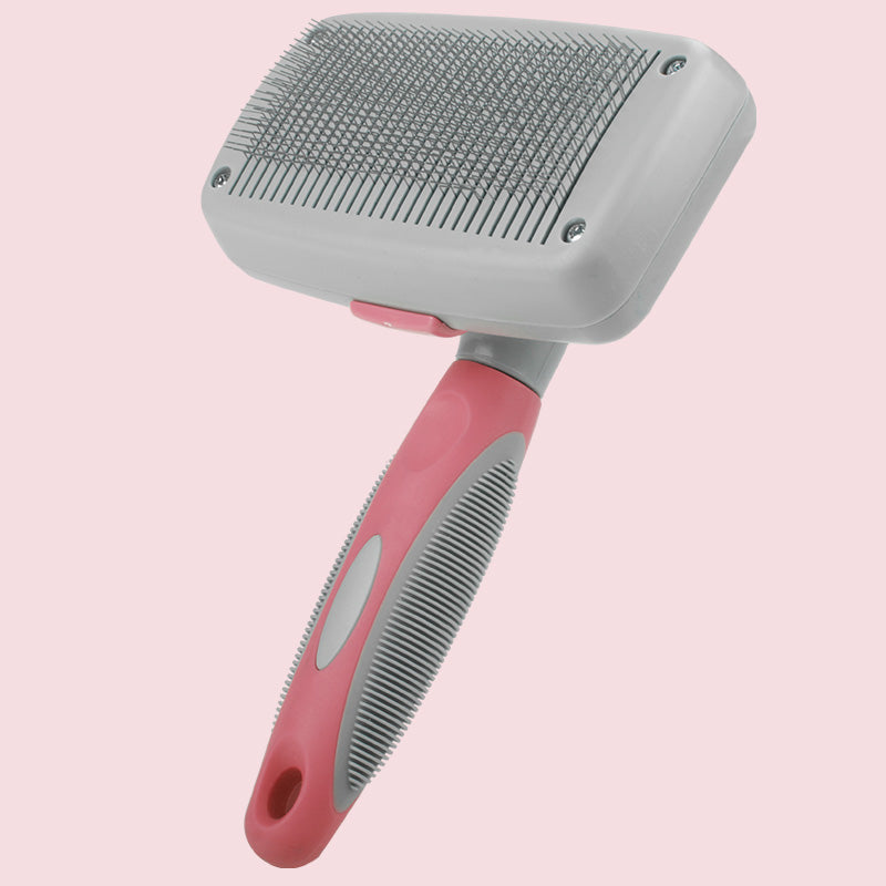 One-Button Self-Cleaning Dog Grooming Brush — De-Shedding Slicker for Large Breeds