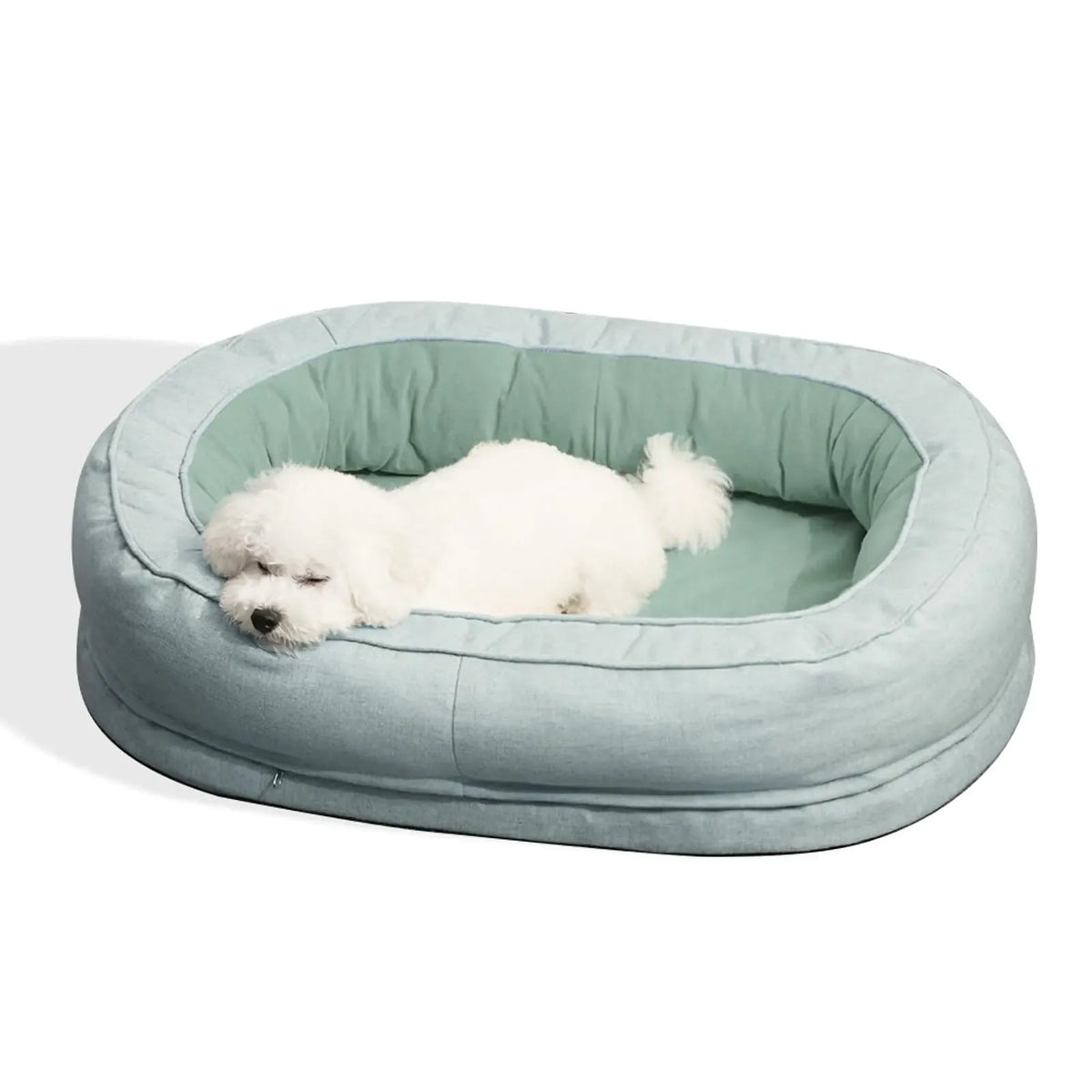 Zip detail on the removable dog bed cover