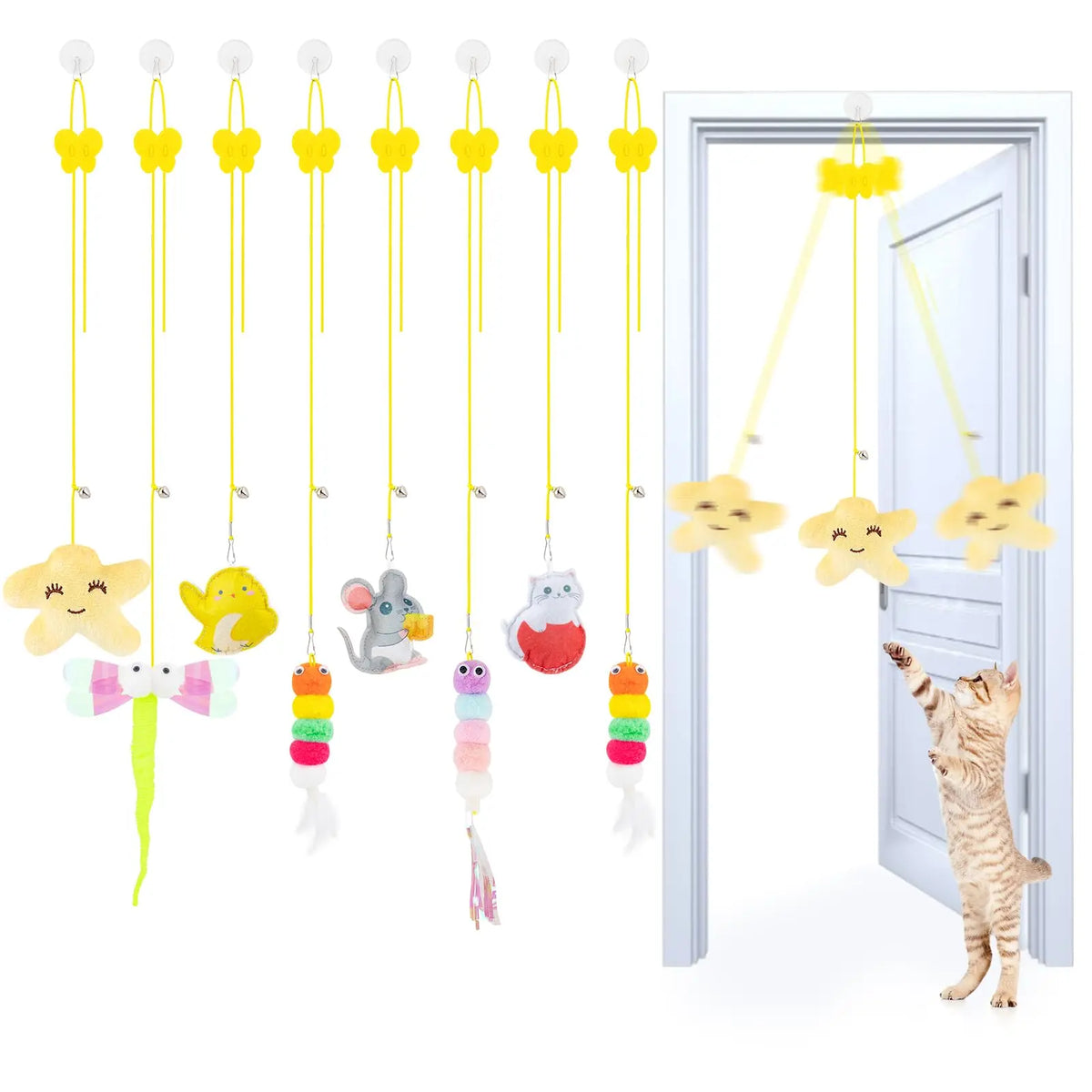 8-Piece Feather Cat Toy Set — Interactive Wand Teasers ChicFind