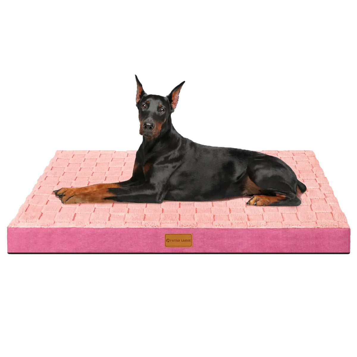 Orthopedic dog bed shown inside a crate