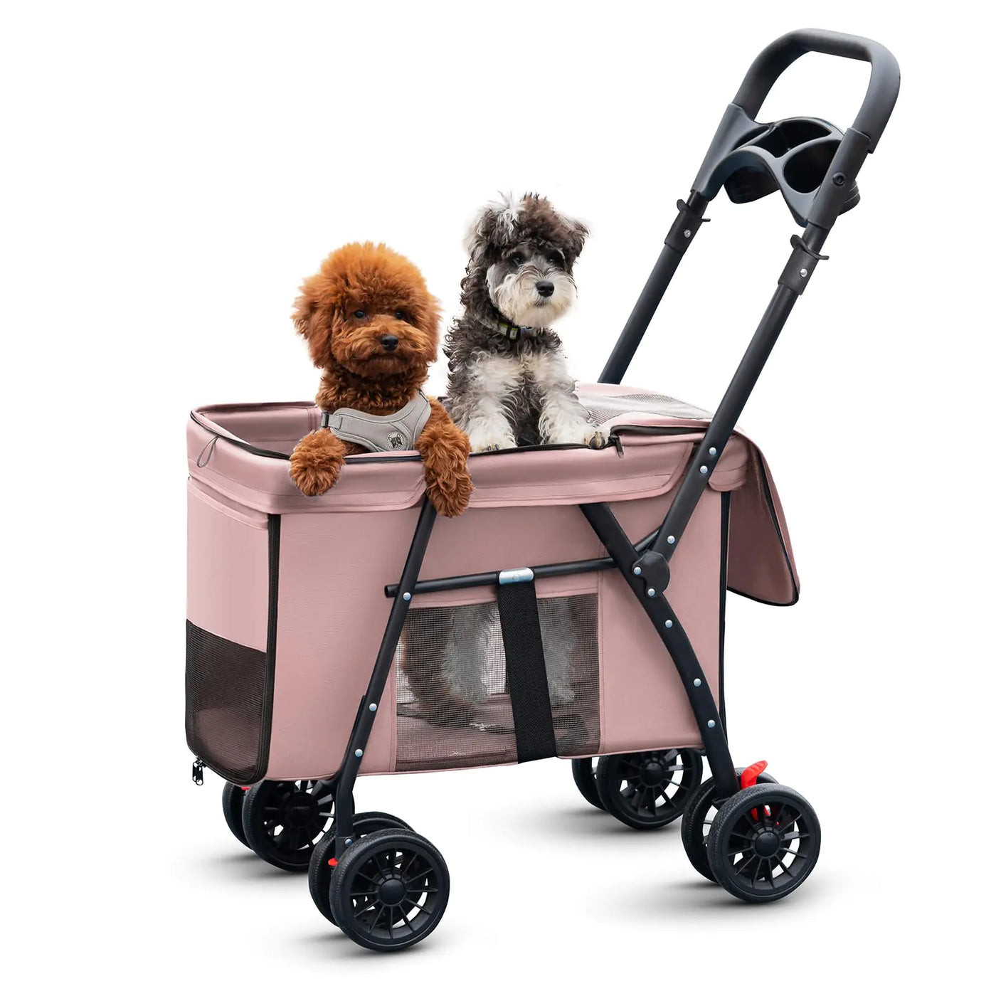 Pet stroller canopy open