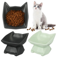 7 oz capacity of each tilted ceramic cat bowl