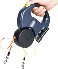 Dual Retractable Dog Leash — 360° Swivel for Two Dogs