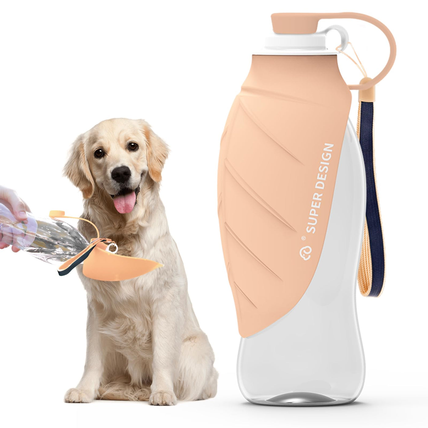 Portable Dog Water Bottle — Leak-Proof 19.6oz Travel Water Bowl for Walks & Travel