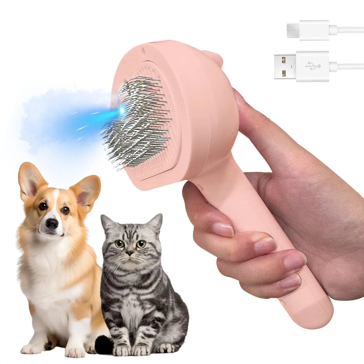 Cat Steam Brush for Shedding — Steam Spray Grooming Brush for Cats & Dogs