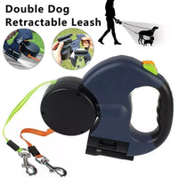 Dual Retractable Dog Leash — 360° Swivel for Two Dogs