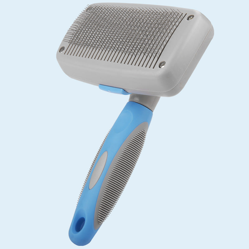 One-Button Self-Cleaning Dog Grooming Brush — De-Shedding Slicker for Large Breeds