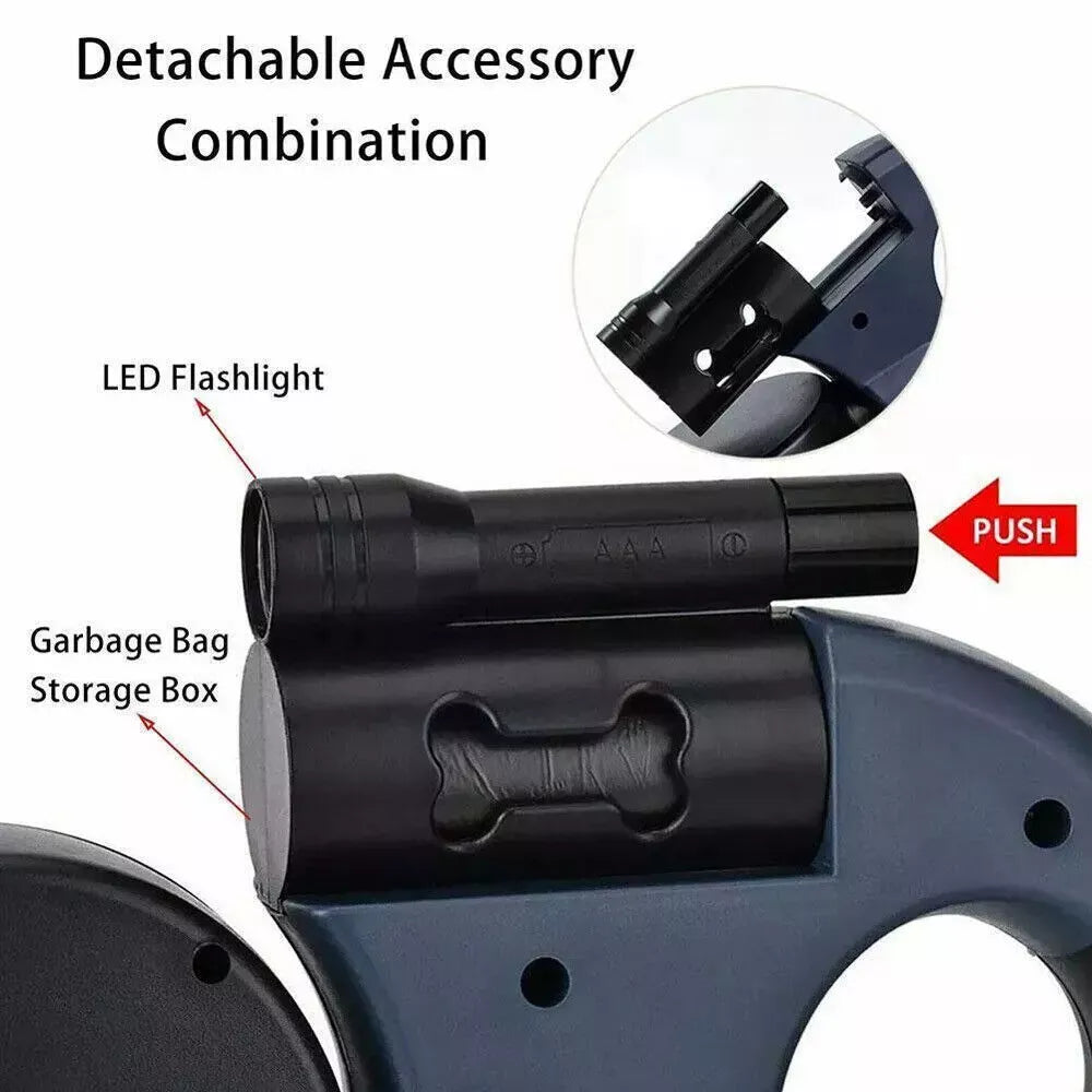 Dual Retractable Dog Leash — 360° Swivel for Two Dogs