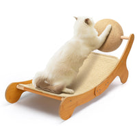 3-in-1 Cat Hammock Lounge & Scratcher — Mini Beach Chair Bed with Sisal Pad & Toy Ball