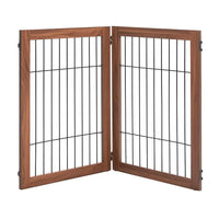 Wooden lattice gate used outdoors on a patio
