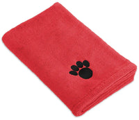 Bone Dry Embroidered Pet Grooming Towel Collection Absorbent Microfiber X-Large 41x23.5 Red ChicFind