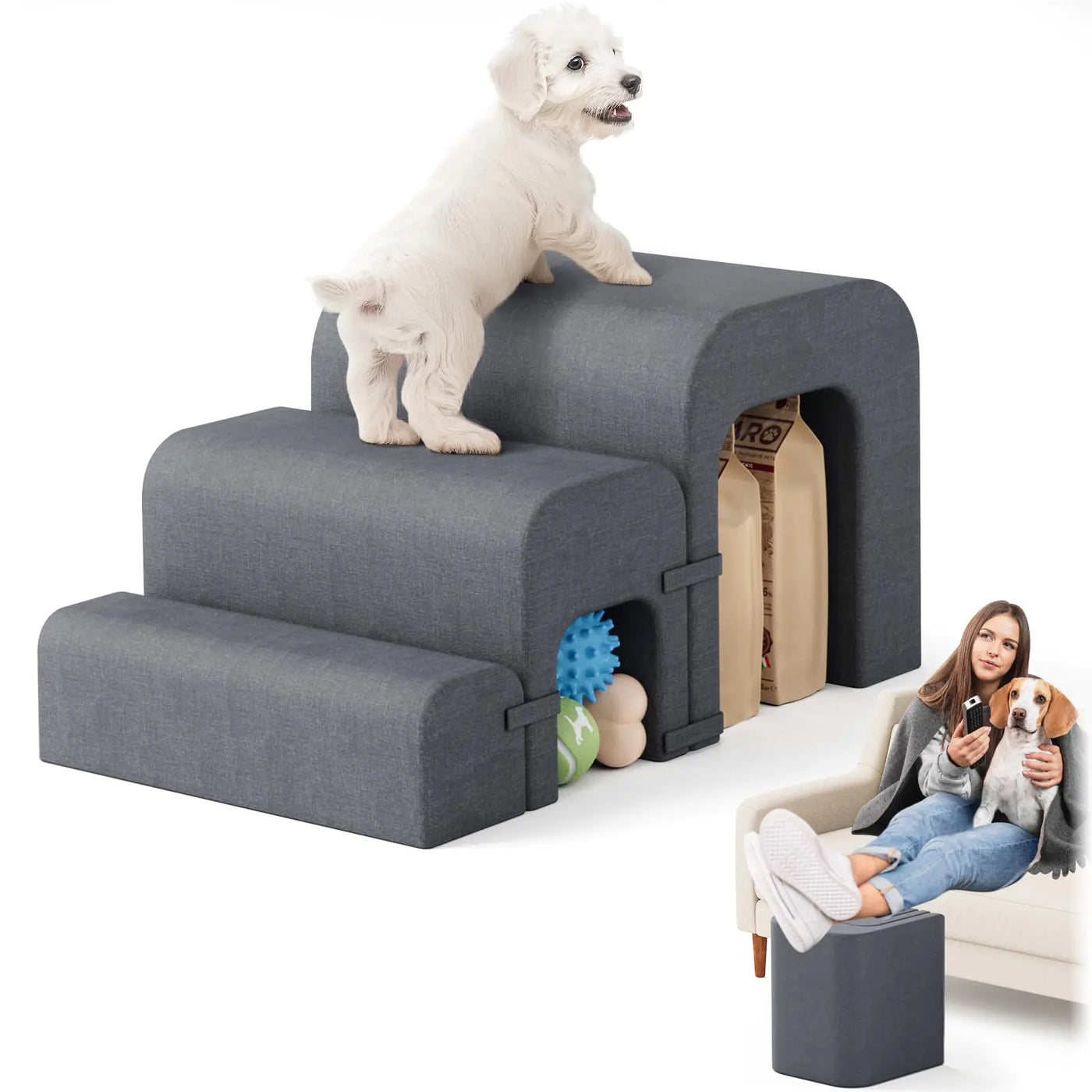 Non-slip base detail on the dog stairs