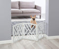 Wood Lattice Freestanding Pet Gate — Adjustable 3-Section Criss-Cross Screen, Indoor & Outdoor