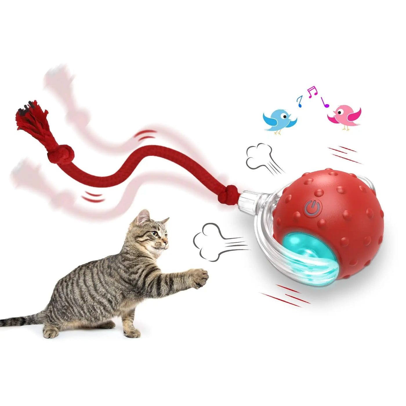 Smart Interactive Cat Toy Ball — Self-Moving with Bird Sounds &amp; Auto Shut-Off