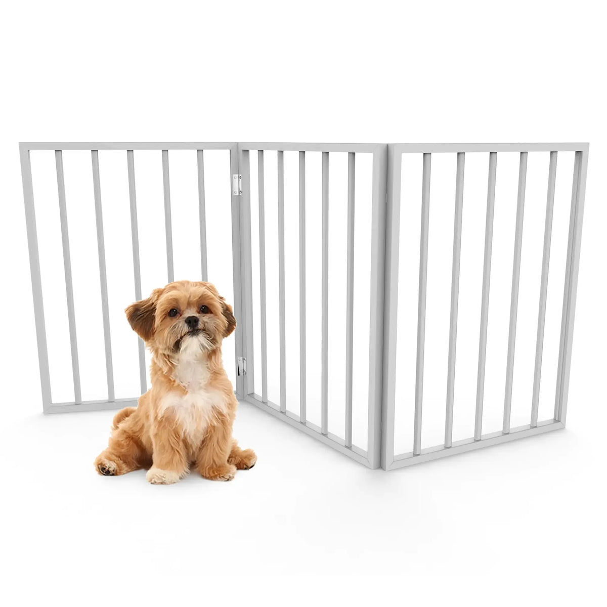 Accordion folding action of the wooden pet gate