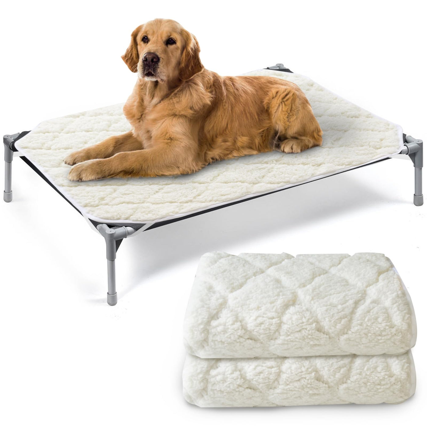 Waterproof Plush Cot Pads, 2-Pack — PADS ONLY, Cot Not Included (37"×52" XXL)