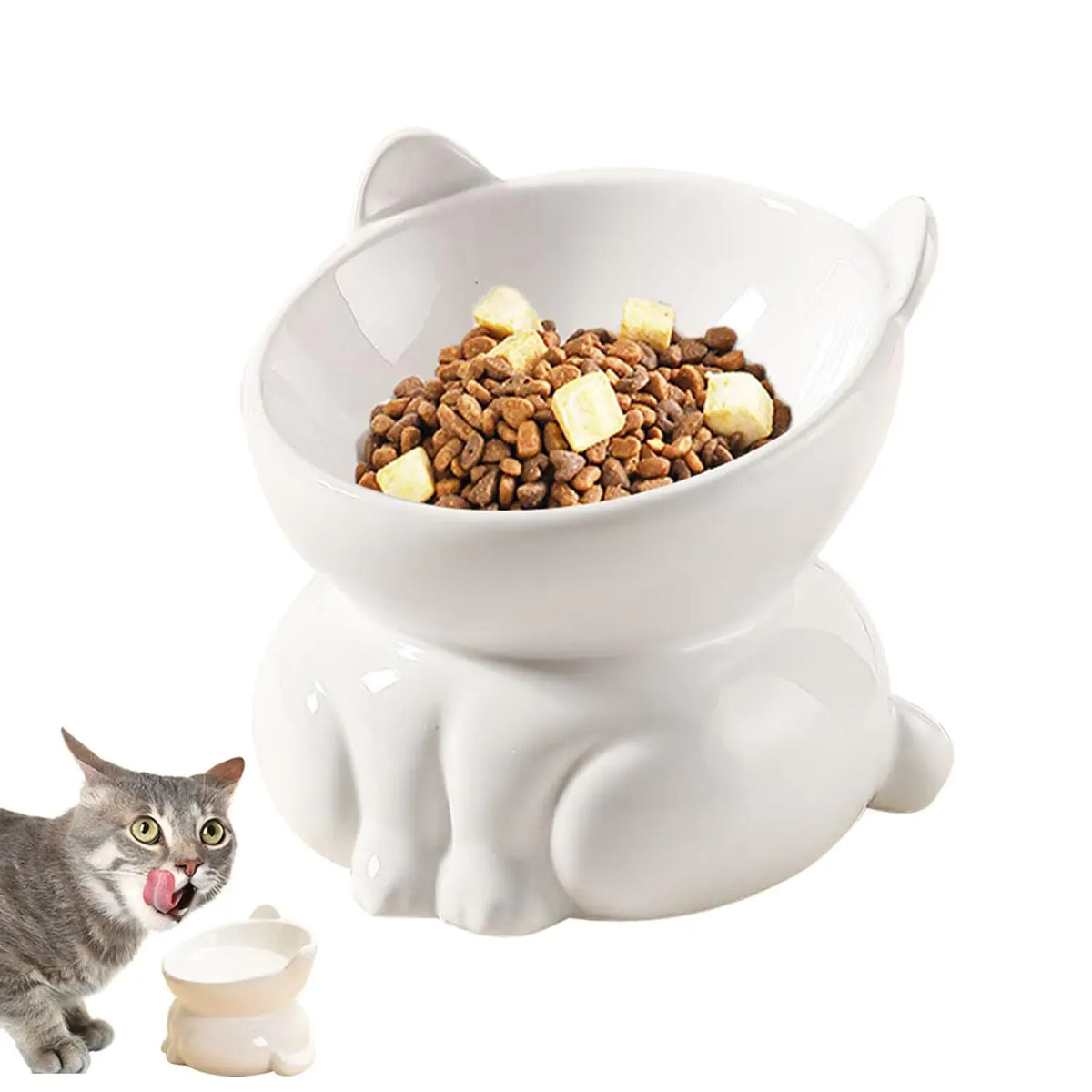 Flower-shaped raised base of the cat bowl