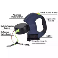 Dual Retractable Dog Leash — 360° Swivel for Two Dogs