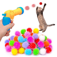 BooTaa Pet Toys Interactive Cat Toy Set 80pcs Glitter Pom-Poms Cat Ball Toy with 1 Launcher Safe Soft Cat Toy Balls for Fetch Training Playing ChicFind