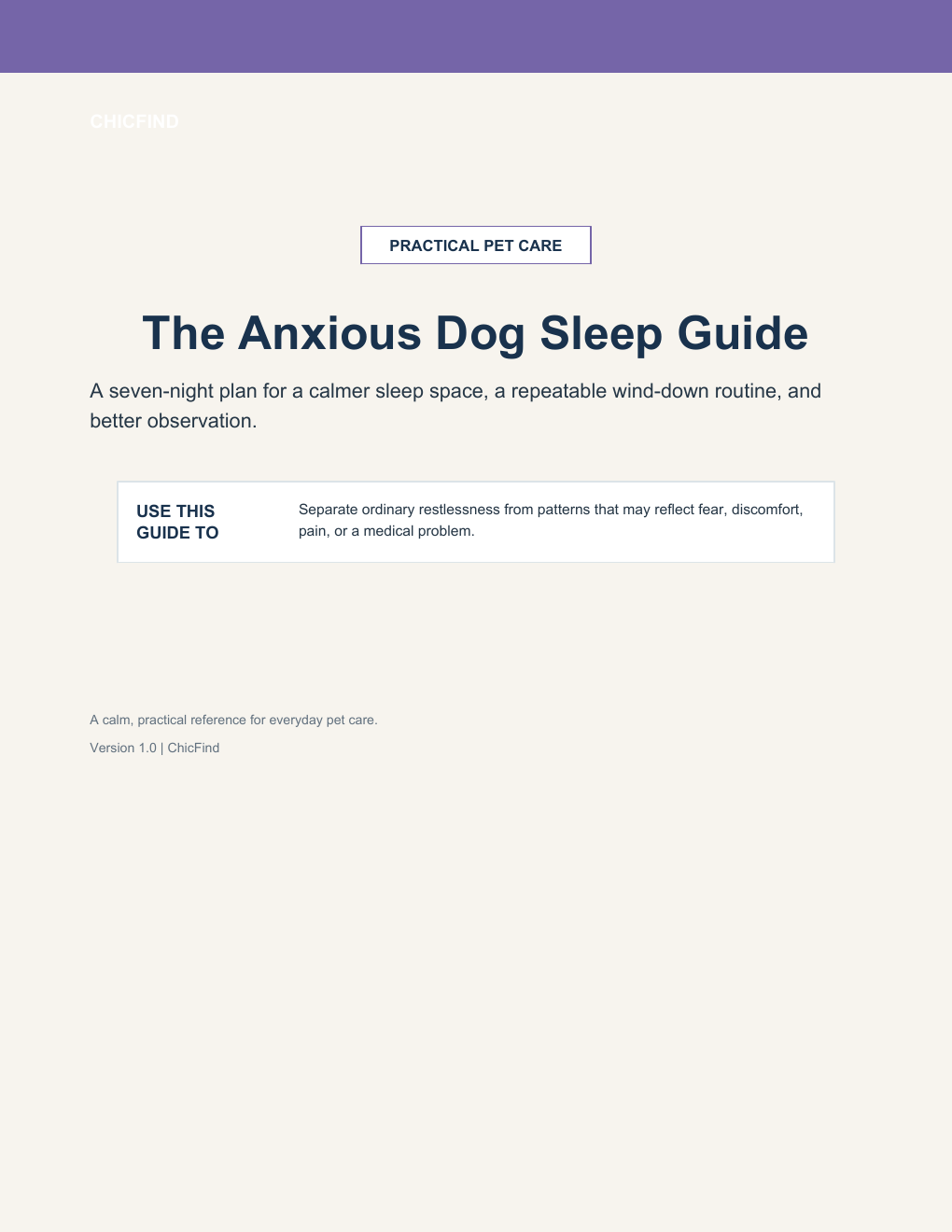 The Anxious Dog Sleep Guide free PDF guide cover