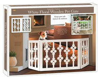Criss-cross lattice detail on the freestanding pet gate