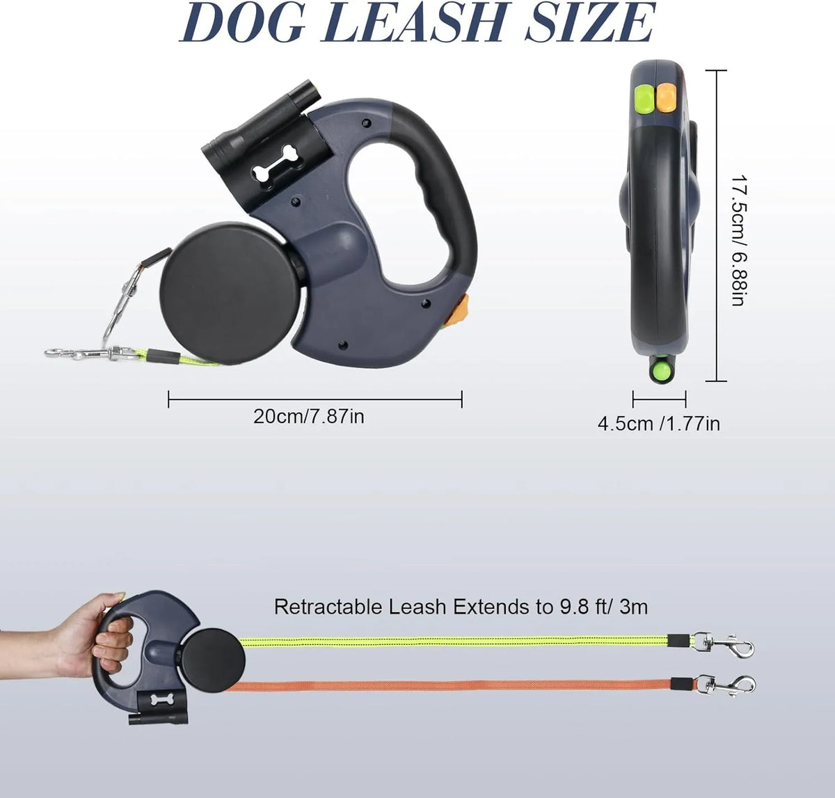 Dual Retractable Dog Leash — 360° Swivel for Two Dogs