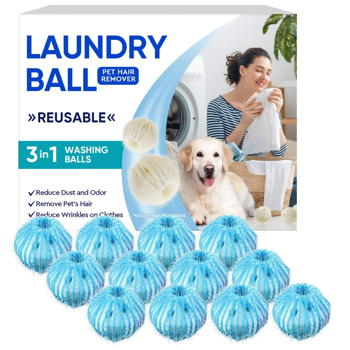 Dryer balls sized for a domestic tumble dryer