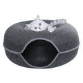 DSOPV Felt Cat Tunnel Bed — Detachable Donut Cave with Peek Hole (Pets up to 9 lb)