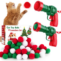 TEAWOO Cat Toy Balls with Launchers Set (2+60) 60 Cat Pom Pom Balls & 2 Cat Toy Ball Launchers Cat Enrichment Toys Interactive Cat Toy Balls ChicFind