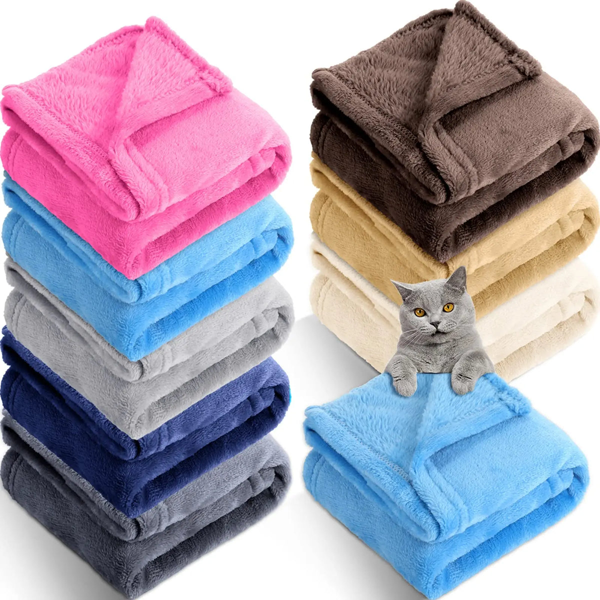 8 Pieces Puppy Blankets Soft Fleece Pet Blanket Small Fleece Blanket for Dogs Cats Puppy Kitten Pets Reversible Warm Washable Pet Blanket for Small Medium Large Dogs Cats 19.7X 27.6 Inches 8 Colors ChicFind