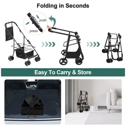BestPet four-wheel pet stroller, side view