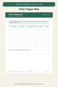 Potty trigger map printable puppy training tracker