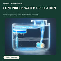 Continuous water circulation path while the fountain is powered