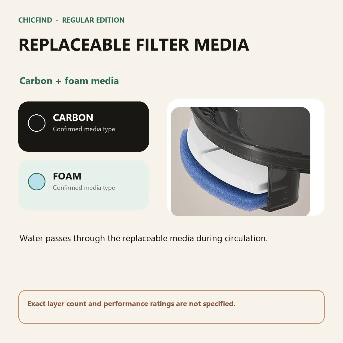 Replaceable carbon and foam filter media